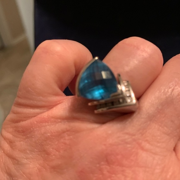 white gold, blue topaz ring with diamond accents🎉host pick🎉 - Picture 2 of 9